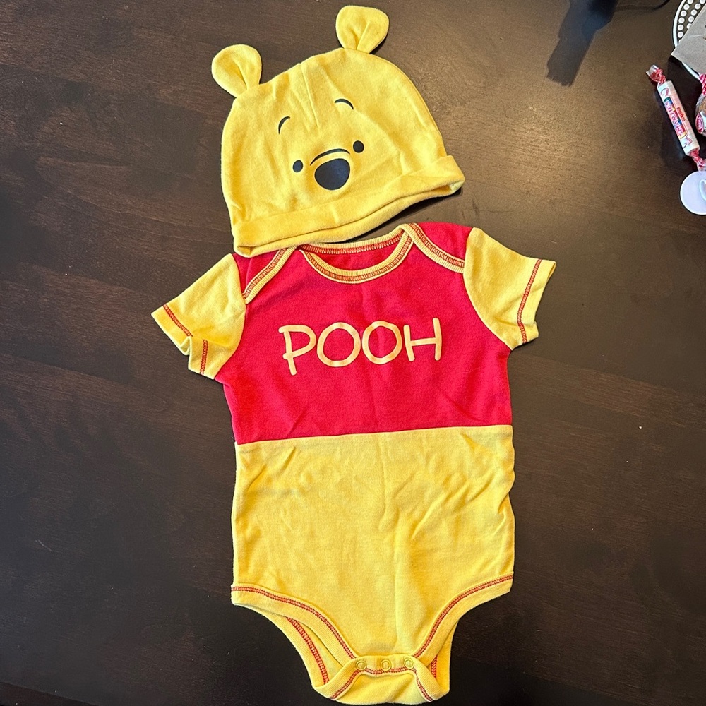 Disney Pooh Red and Yellow Bodysuit with Hat - Costume